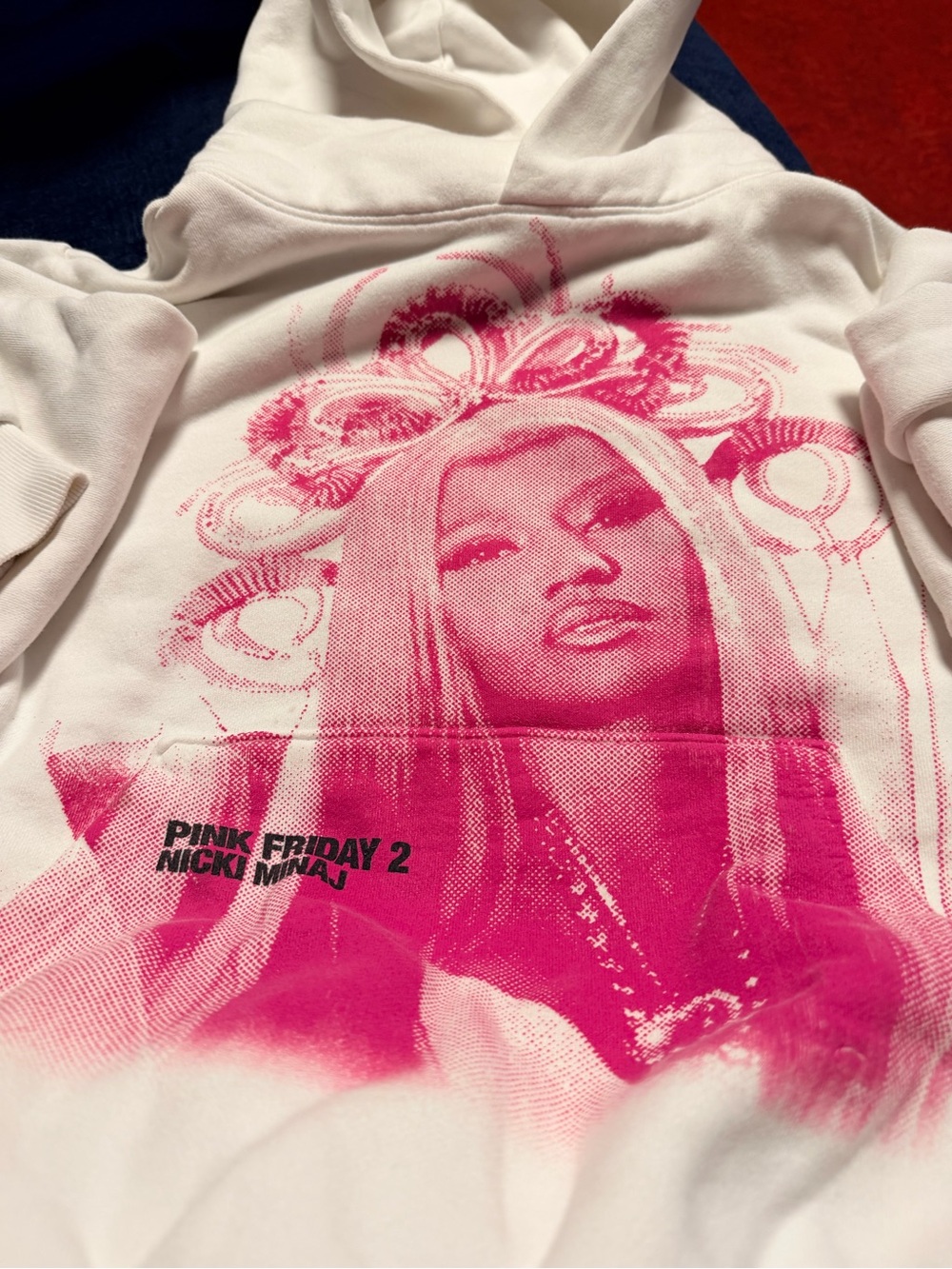 Nicki Minaj White Hoodie with Black Logo and Hot Pink Photo